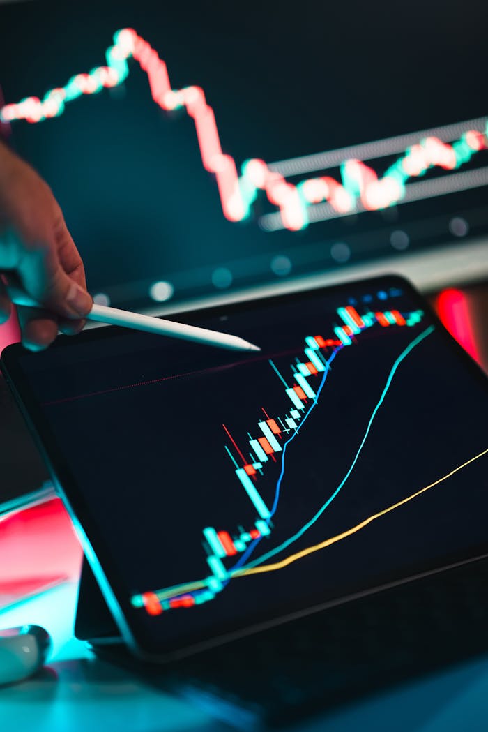Crafting Captivating Headlines: Your awesome post title goes here Close-up of cryptocurrency trading analysis on a digital tablet, highlighting market trends.